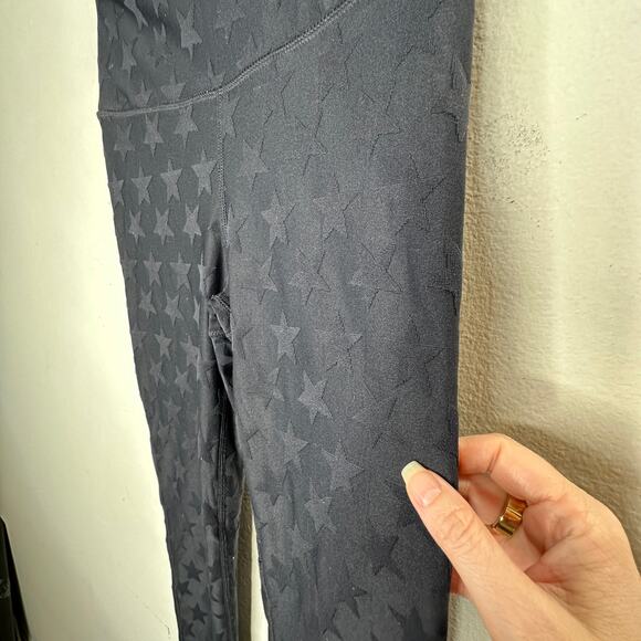 Mono B Black Polka Dot Textured Stars Legging Yoga Pants Small - Picture 5 of 12